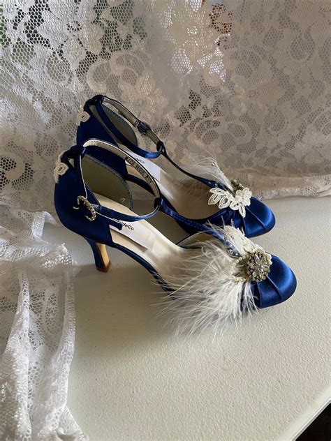 Navy Blue Wedding Shoes Vintage Style Brides Something Blue Etsy