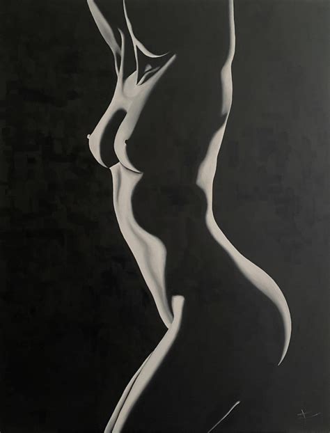 Ethereal Woman Silhouette Minimalist Monochrome Painting By Renata