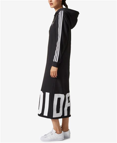 Adidas Originals Cotton Midi Hoodie Dress In Black Lyst