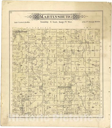 Historic 1895 Map - Plat Book of Pike County, Illinois - Martinsburg ...