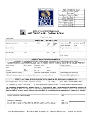 Fillable Online REZONING APPLICATION FORM City Of North Myrtle Beach