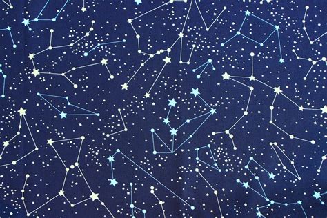 Stars And Constellations Cotton Fabric 100 Cotton Zodiac Etsy Uk