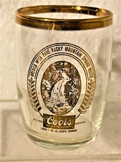 Set Of 6 Vintage Coors 3 Sample Size Gold Rimmed And Logo Glasses In Original Box Ebay