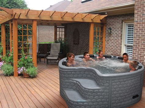 Laguna Spas 6 7 Person Plug And Play 15 Jet Hot Tub With LED Lights Greystone LS500