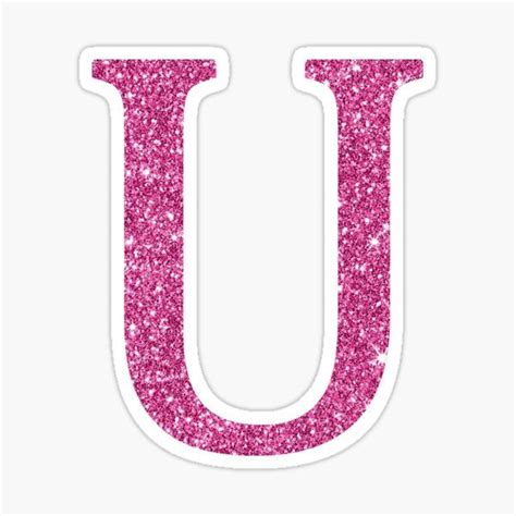 Pink Glitter Letter U Sticker Devinedesignz