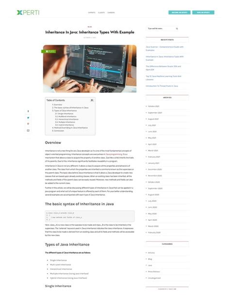 Inheritance In Java Inheritance Types With Example Pdf