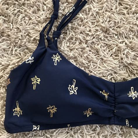 Aerie Swim New Aerie Gold Palm Print Scoop Bikini Top Poshmark