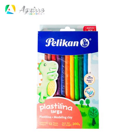 PLASTILINA PELIKAN LARGA 12 COLORES Aguirre Papelerías