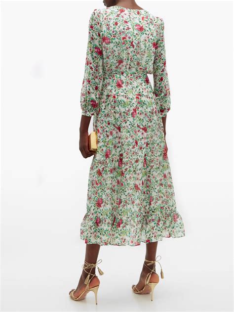 Saloni Isabel Floral Print Silk Chiffon Dress Lyst