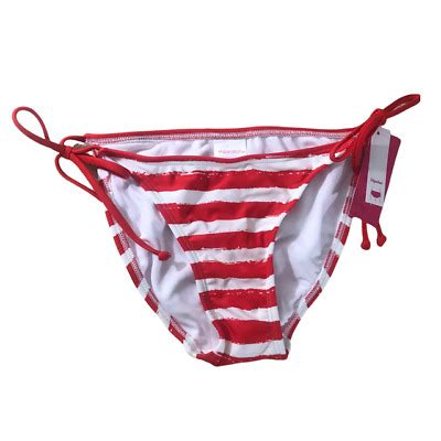 Xhilaration Juniors String Bikini Bottom Red Stripe XSmall EBay