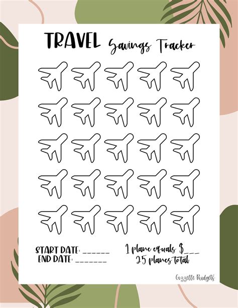 Travel Savings Tracker Printable I Pdf Instant Download I Savings Challenge Etsy