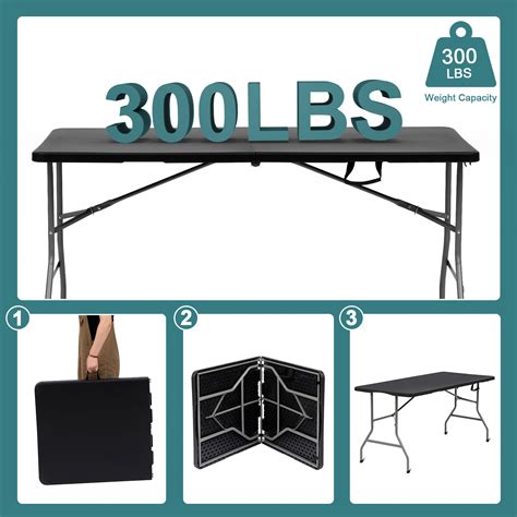 Vebreda 5 Ft Folding Table Fold In Half Plastic Table For Indoor