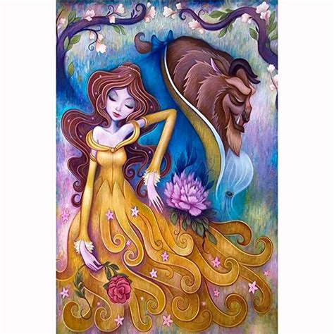 D Sh D Full Diamond Embroidery Beauty And The Beast Diy Diamond