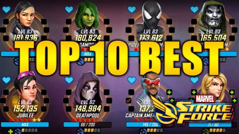 Top Best Characters Sep Marvel Strike Force Msf Youtube