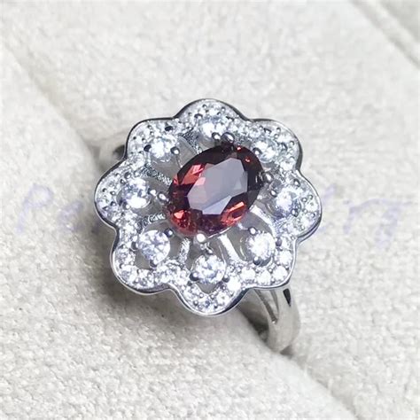 Natural Garnet Ring Free Shipping Natural Real Garnet 925 Sterling