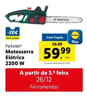 Promoção Parkside Motosserra Elétrica 2200W em Lidl