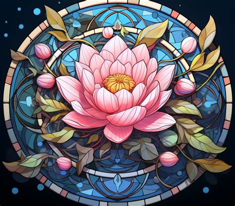 Zen Stained Glass Lotus, Bundle of 5 PNG Files for Wall Art, Digital ...