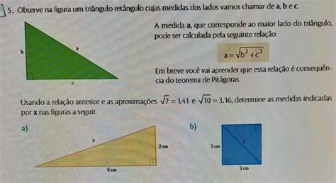 5 Observe Na Figura Um Triângulo Retângulo Cujas Medidas Dos Lados