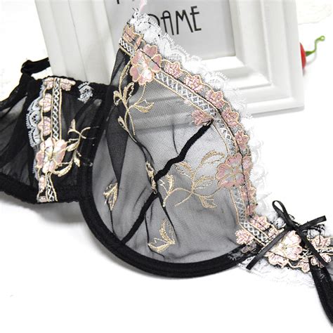 Unpadded Floral Sheer Bra Lace Bralette Sexy Lingerie Plus Size Panties