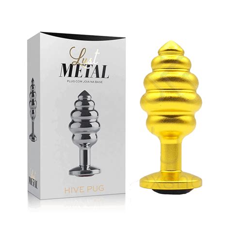 Lust Metal Plug Anal Escalonado Dourado Joia Cor Exclusiva