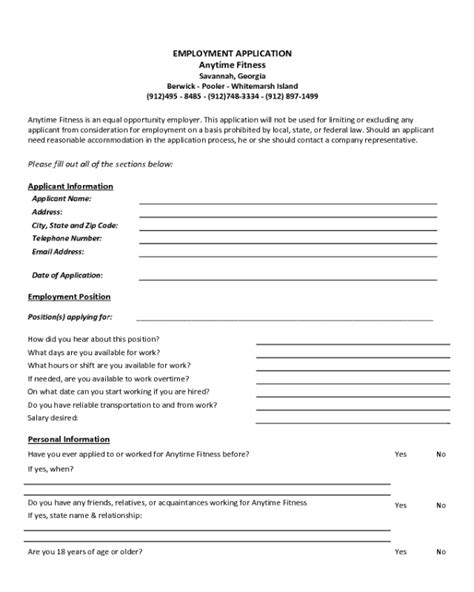 Anytime Fitness Application Form Edit Fill Sign Online Handypdf