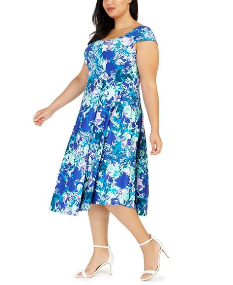 Calvin Klein Plus Size Floral Print Fit And Flare Dress Macys