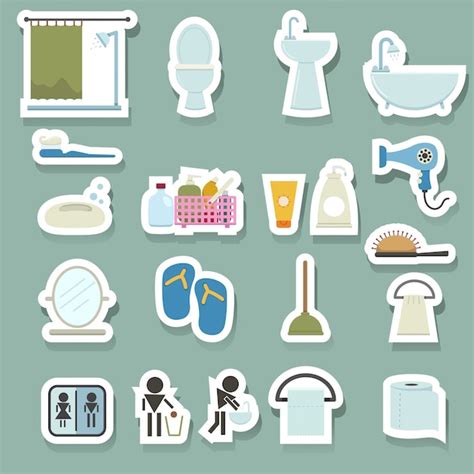 Premium Vector Bathroom Icons Set