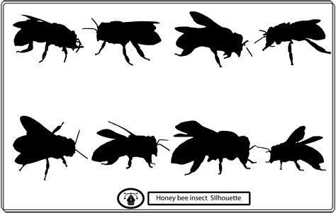 Honeybee Silhouettes Clipart Collection Free 17506061 Vector Art At