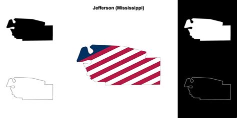 Jefferson County, Mississippi outline map set 43337743 Vector Art at ...