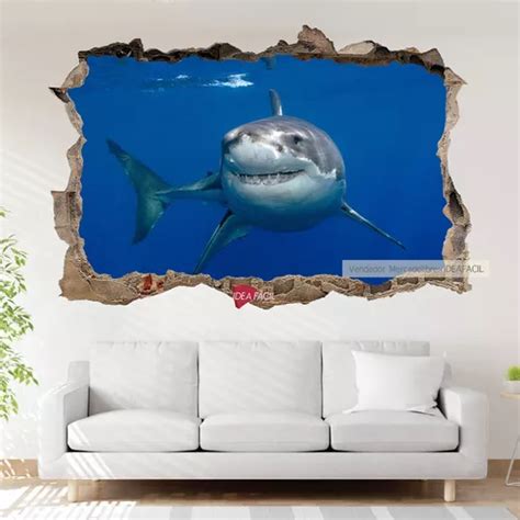 Vinilo D Pared Rota Tiburones Mar Ctb X Env O Gratis