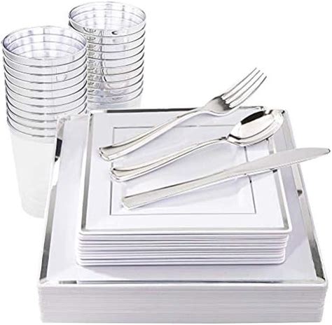 Amazon By Madee Pcs Silver Plastic Plates And Napkins