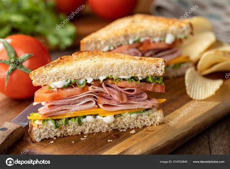 Ham Sandwich Cheese Lettuce Tomato Whole Grain Bread Lettuce Tomatoes