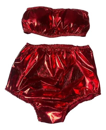 Conjunto Hot Pants Metalizado Biquíni Carnaval MercadoLivre