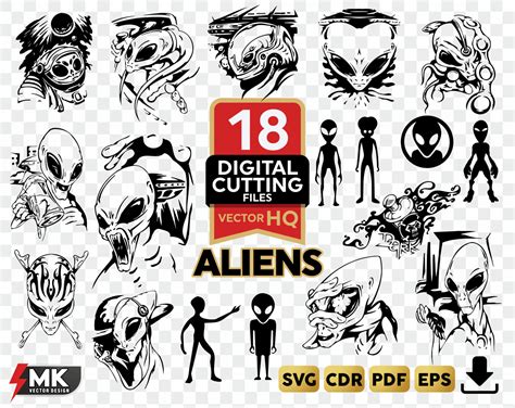 Aliens Svg Silhouette Clipart Svg Cut Files Vinyl By Svgmkcreative