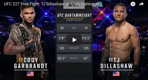 Ufc 227 Combat Gratuit Tj Dillashaw Vs Cody Garbrandt 1 Vidéo