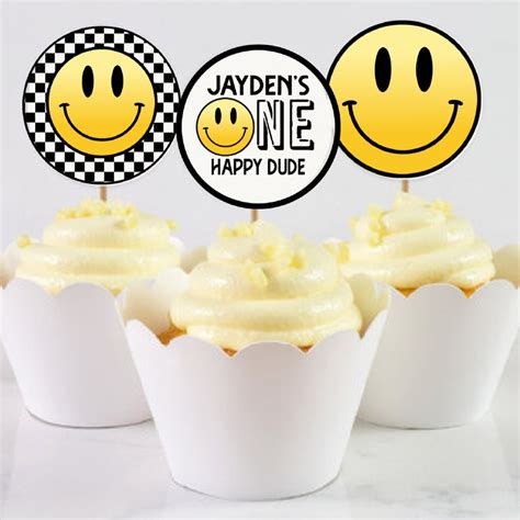 Editable One Happy Dude Smiley Face St Birthday First Etsy