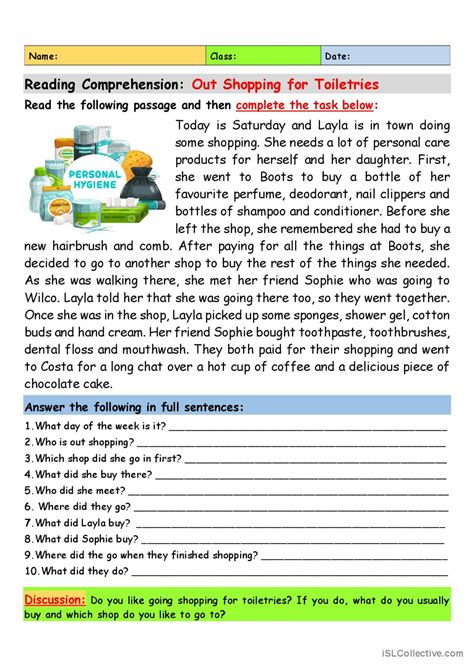 Reading Comprehension Out Shopping English Esl Worksheets Pdf And Doc