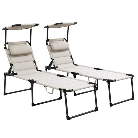 Zeus Ruta Piece Metal Frame Cream White Fabric Outdoor Folding