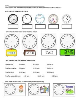 Grade 2 Time and Money Worksheets by Cheryl Smith | TPT