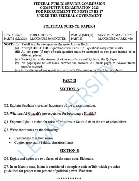 CSS Political Science Paper I 2023 Legalversity