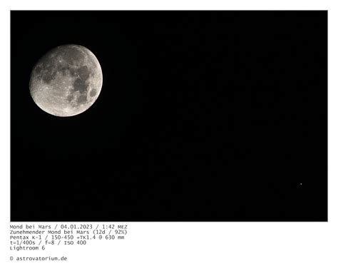 Zunehmender Mond Bei Mars 12d 92 04 01 2023 Astrovatorium De