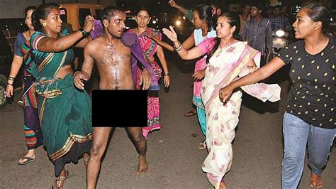 Thane Female Workers Of MNS Parade Man Naked For Making Obscene Calls