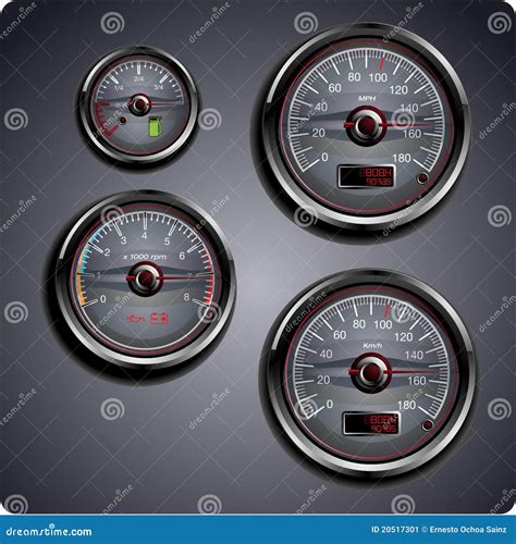 Illustrated Car Gauges Stock Vector Illustration Of Charge