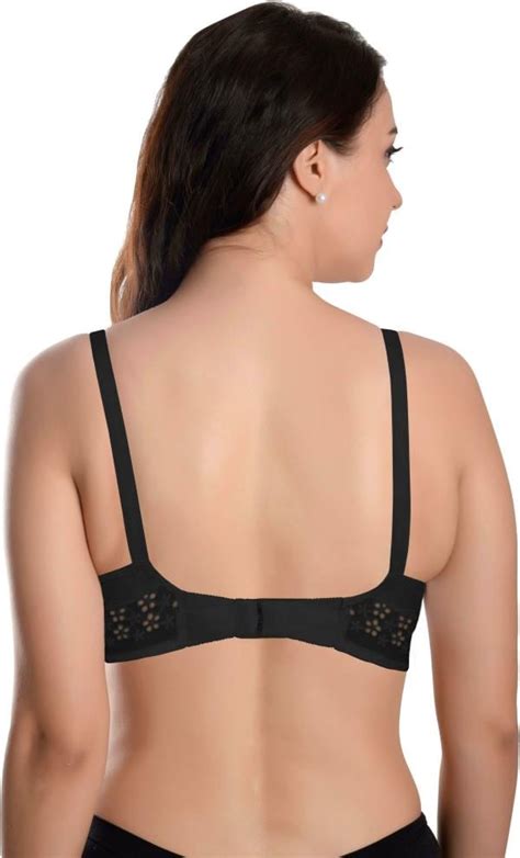 Featherline Women Black Embroidered Pure Cotton Minimiser Bra 44e Jiomart