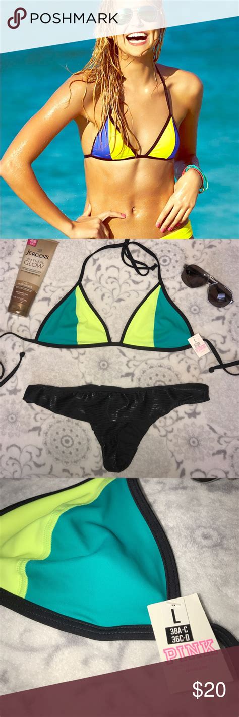 Nwt Pink Victoria S Secret Neon Triangle Bikini Victoria Secret