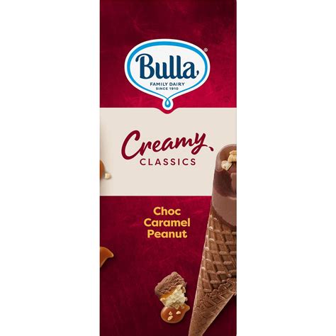 Bulla Creamy Classics Choc Caramel Peanut Ice Cream Cones Pack