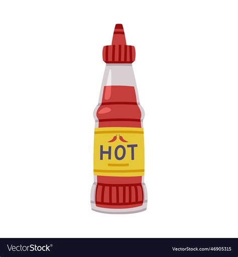 Hot And Spicy Chili Sauce In Glass Bottle With Vector Image