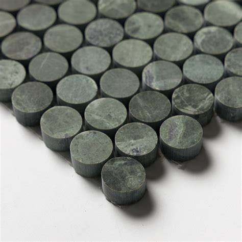 Verde Tia Honed Penny Round Marble Mosaic X X Marble