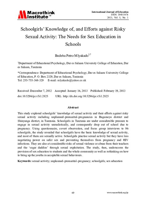 Pdf Schoolgirls Knowledge Of And Efforts Against Risky Sexual