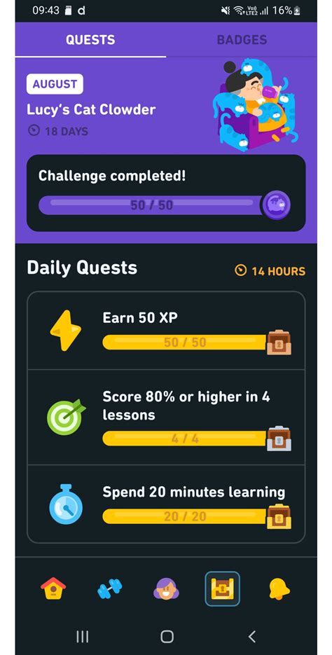 Quests Completed R Duolingo